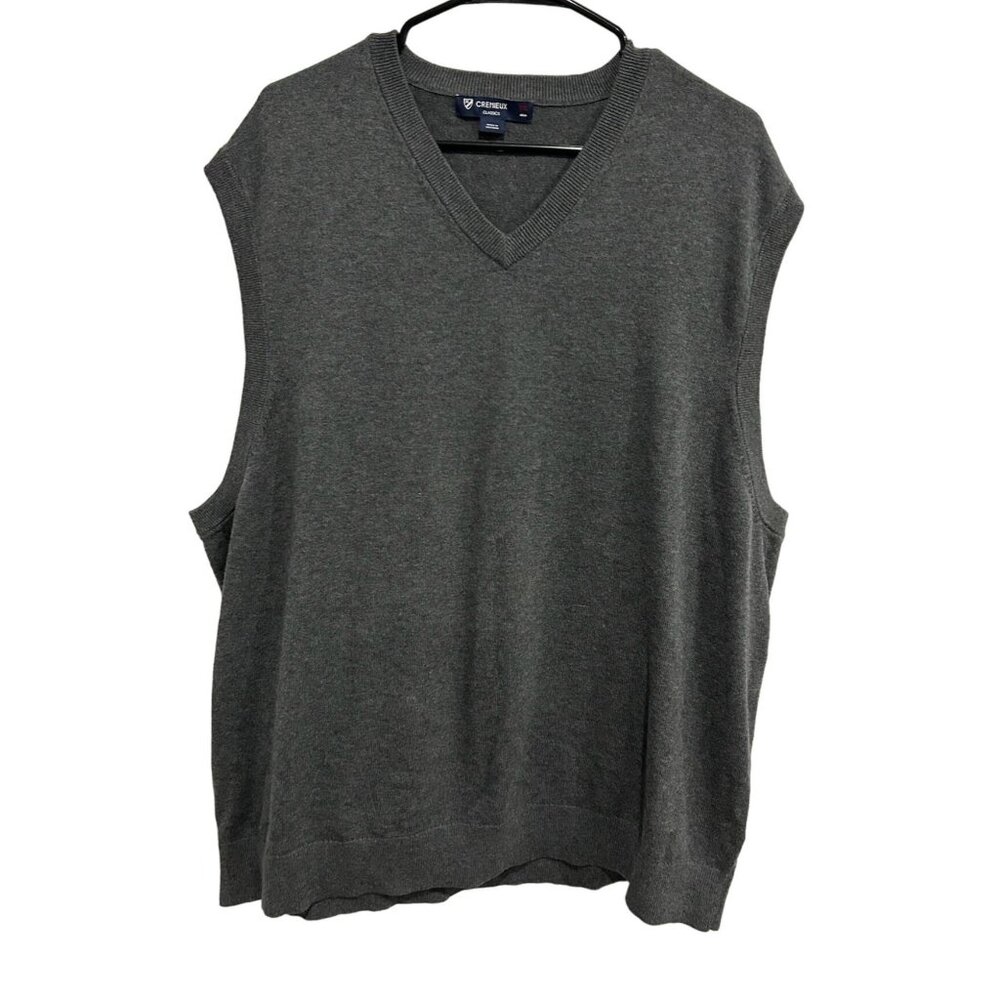 Cremieux Charcoal Gray Pima Cotton V Neck Sleeveless Sweater Vest Sz XXL